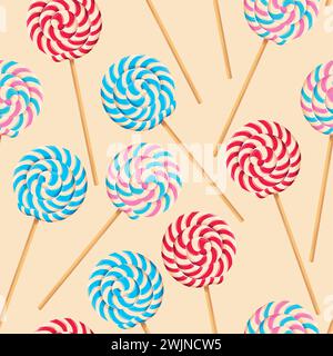 Seamless pattern with striped lollipops Stock Vector