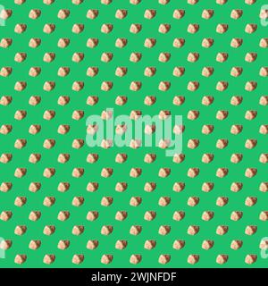 Seamless colorful pattern of stones on a green background. Conceptual modern fashion style. Minimal background. Stock Photo