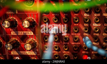 Rack mounted synthesizer made by Behringer Stock Photo