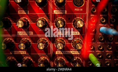 Rack mounted synthesizer made by Behringer Stock Photo