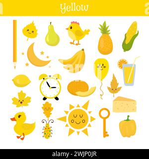 Yellow. Learn the color. Education set. Illustration of primary colors. Vector illustration Stock Vector