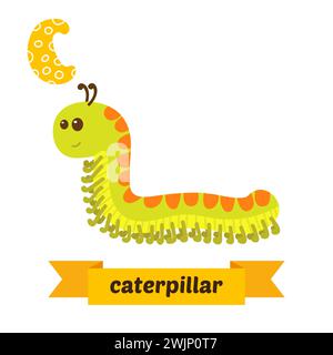 Caterpillar. C letter. Cute children animal alphabet in vector. Funny cartoon animals. Vector illustration Stock Vector