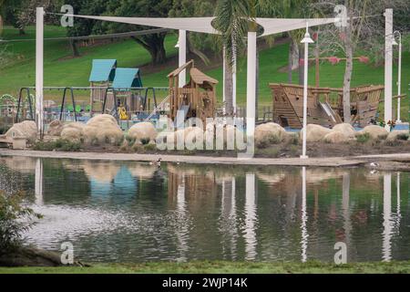 polliwog Park flooded by the rain Stock Photo
