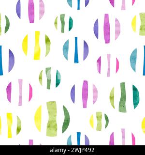 Colorful circles pattern. Seamless geometric background with watercolor round shapes Stock Vector