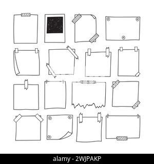 Hand drawn doodle notepaper for messages. Paper sheet in vector Stock ...