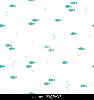 Seamless pattern with cartoon fishes. Abstract background. Nautical design. Vector illustration Stock Vector
