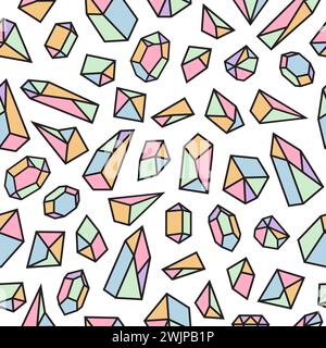 Geometric seamless pattern with crystals. Polygonal cute artistic background with crystal shapes. Vector illustration Stock Vector