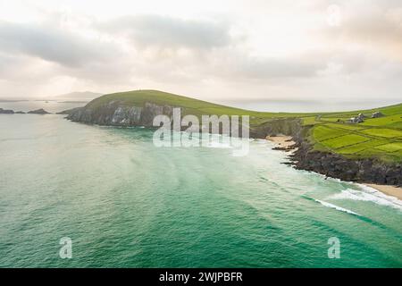 Magnificent Blasket islands viewed from Slea Head drive, a circular route, forming part of the Wild Atlantic Way, beginning and ending in Dingle town Stock Photo