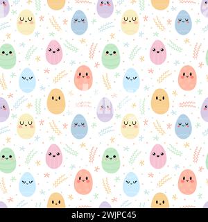 Seamless pattern with colorful Easter eggs. Happy Easter. Cute background. Vector illustration Stock Vector