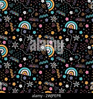Cute scandinavian seamless pattern. Trendy baby texture for fabric, textile, wrapping paper, cloth. Hand drawn nursery design. Childish background. Ve Stock Vector