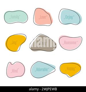 Colored quote boxes. Frames for quotes. Speech bubble templates. Info tag, text, note, citation, message, page, textbox. Vector illustration Stock Vector