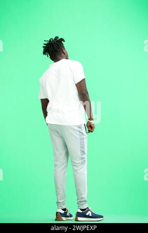 Man, full-length, on a green background Stock Photo