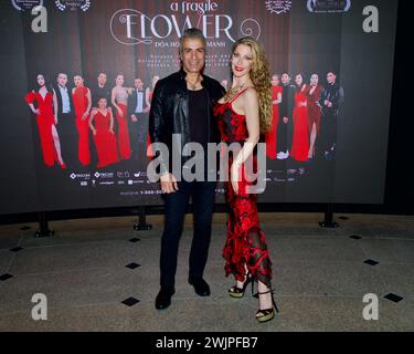 Medi eM and Dustin Quick attend a private red carpet screening & reception for the International feature Film 'A Fragile Flower”. Stock Photo