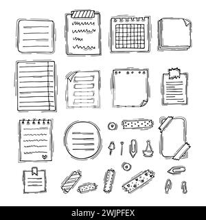 Hand drawn books, documents, notebook and sheets of paper. Stationery. Sketch style. Vector illustration Stock Vector