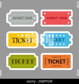 Blank tickets. Set of vector templates entry tickets. Concert, cinema, theater cards. Vector illustration Stock Vector