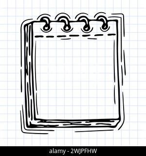 Hand drawn notepad, sheets or calendar. Outline icon. Sketch style. Checkered background. Vector illustration Stock Vector