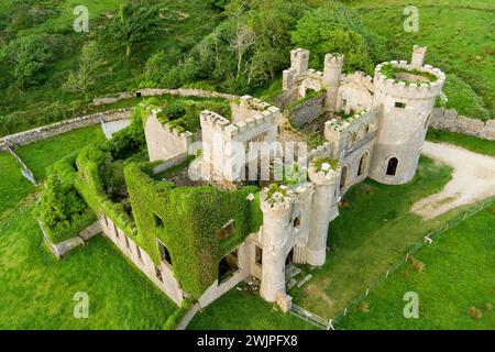 Aerial View Of Clifden Castle, Ruined Manor House, Standing On Famous ...