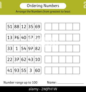 Ordering numbers worksheet. Arrange the numbers from least to greatest ...