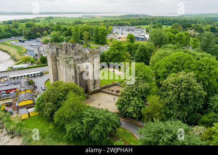 Bunratty Castle, large 15th-century tower house in County Clare, located in the center of Bunratty village, between Limerick and Ennis, Ireland. Stock Photo