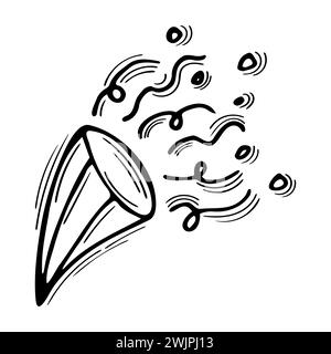 Hand drawn firework. Celebration concept. Doodle petard, firecracker, sparkler. Vector illustration Stock Vector