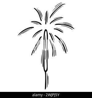 Hand drawn sparkler. Doodle firecracker, firework, petard. Celebration concept. Vector illustration Stock Vector