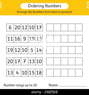 Ordering numbers worksheet. Arrange the numbers from greatest to least ...