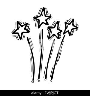 Hand drawn firework. Doodle petard, firecracker, sparkler. Celebration concept. Vector illustration Stock Vector