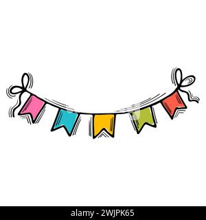 Hand drawn festive garland. Wedding, anniversary, birthday, party, Christmas. Sketch, doodle. Vector illustration Stock Vector