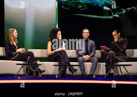 Mariette Rissenbeek, Celia Sasic, Philipp Lahm und Hadnet Tesfai bei der Festivaleröffnung und der Premiere des Kinofilms 'Small Things Like These / Kleine Dinge wie diese' auf der Berlinale 2024 / 74. Internationale Filmfestspiele Berlin im Berlinale Palast. Berlin, 15.02.2024 Stock Photo