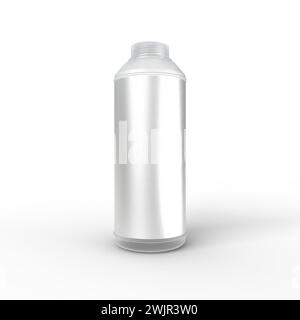 Transparent 16.9 oz PET Bottle with a blank Silver Metallic label for illustrations and mockups. 3D Render isolated on a white background. Stock Photo