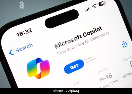 Nanning, China - Feb 11, 2024. Microsoft Copilot app. Microsoft Copilot is a chatbot developed by Microsoft. Stock Photo