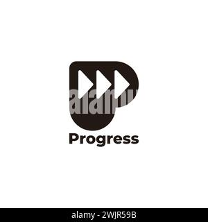 letter p next progress arrow simple logo vector Stock Vector