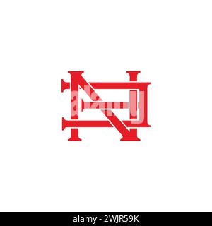 letter ne stripes overlap simple logo vector Stock Vector