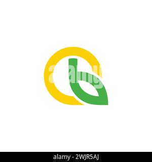 letter cb leaf circle shape logo vector Stock Vector