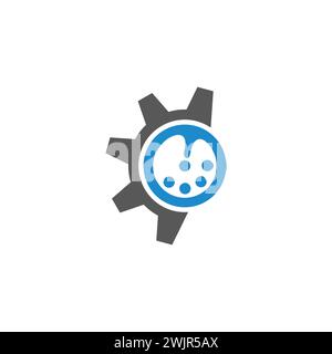 washing machine water bubble mechanic symbol logo vector Stock Vector