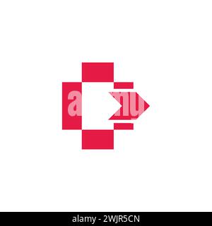letter c pixel line swoosh arrow logo vector Stock Vector