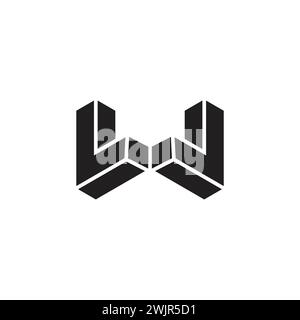 letter lw 3d fragment simple logo vector Stock Vector