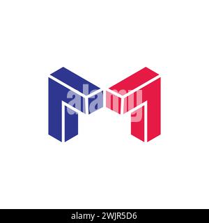 letter m magnet 3d geometric logo vector Stock Vector