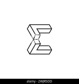 letter lc abstract 3d wire frame logo vector Stock Vector