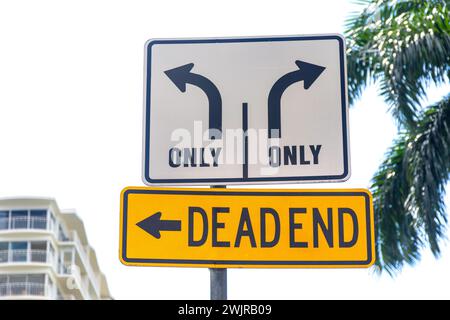 Amusing traffic signs, Saratoga Road, Waikiki, Honolulu, Oahu, Hawaii, United States of America Stock Photo