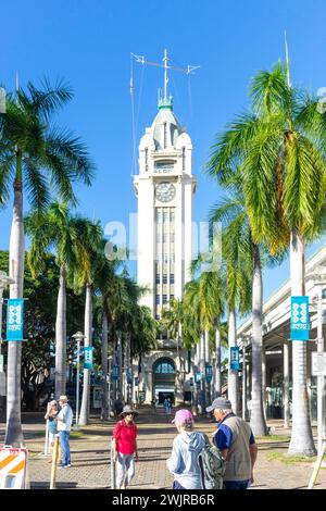 The Aloha Tower, Aloha Tower Marketplace, Honolulu, Oahu, Hawaii, United States of America Stock Photo