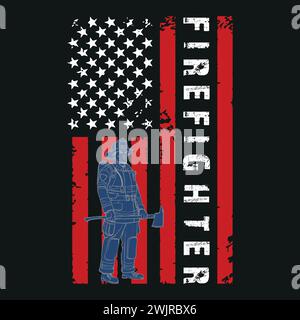 Firefighter T-Shirt Design With Vector And Elements Stock Vector