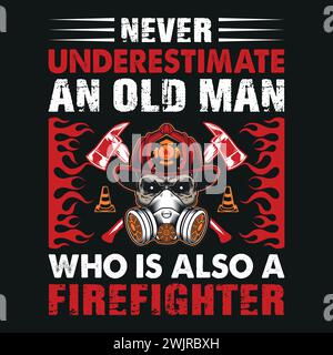 Firefighter T-Shirt Design With Vector And Elements Stock Vector