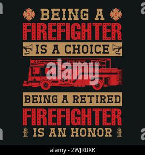 Firefighter T-Shirt Design With Vector And Elements Stock Vector