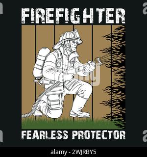 Firefighter T-Shirt Design With Vector And Elements Stock Vector