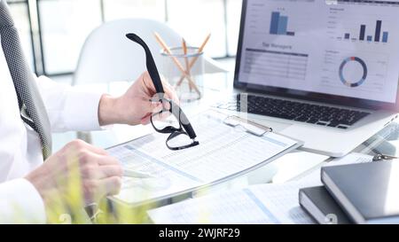 Checking business documentation and reports Stock Photo