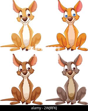 Four stylized dogs in various cheerful colors Stock Vector
