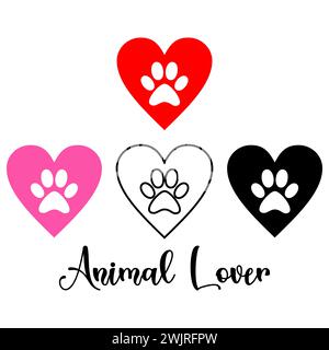 Paw Print. Elegant, animal footprint, symbol, vector illustration. Vector Saying Animal Lover Stock Vector