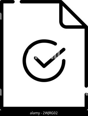 File and checkmark in circle. Pixel perfect icon Stock Vector