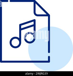 Audio file. Musical note symbol. Pixel perfect, editable stroke Stock Vector